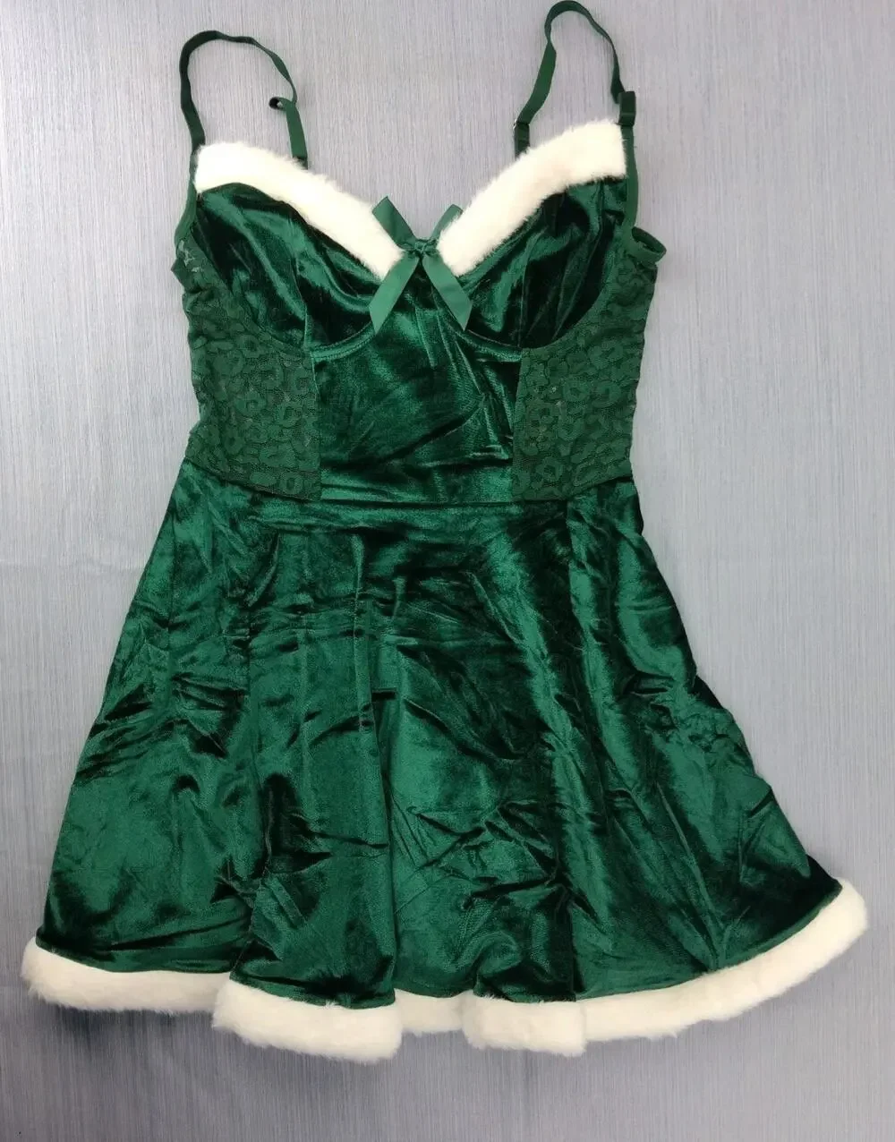 Babydoll Lingerie For Women Corset Velvet Christmas V Neck Size M